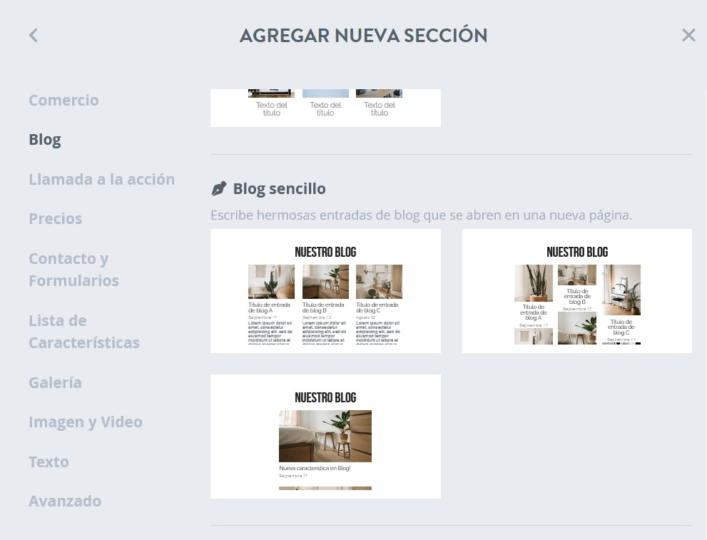 null Añadir un blog sencillo con Strikingly